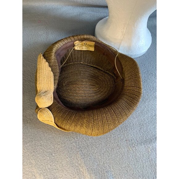 Norman Durand Ladies Brown Metallic Hat Sz 22 Vintage - Picture 5 of 16